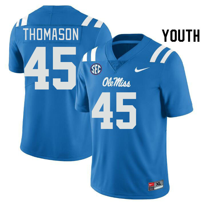 Youth #45 Beau Thomason Ole Miss Rebels College Football Jerseys Stitched Sale-Power Blue
